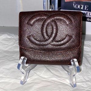 🚫SOLD 💯💕AUTHENTIC CHANEL CAVIAR SMALL BIFOLD WALLET EUC🚫💕